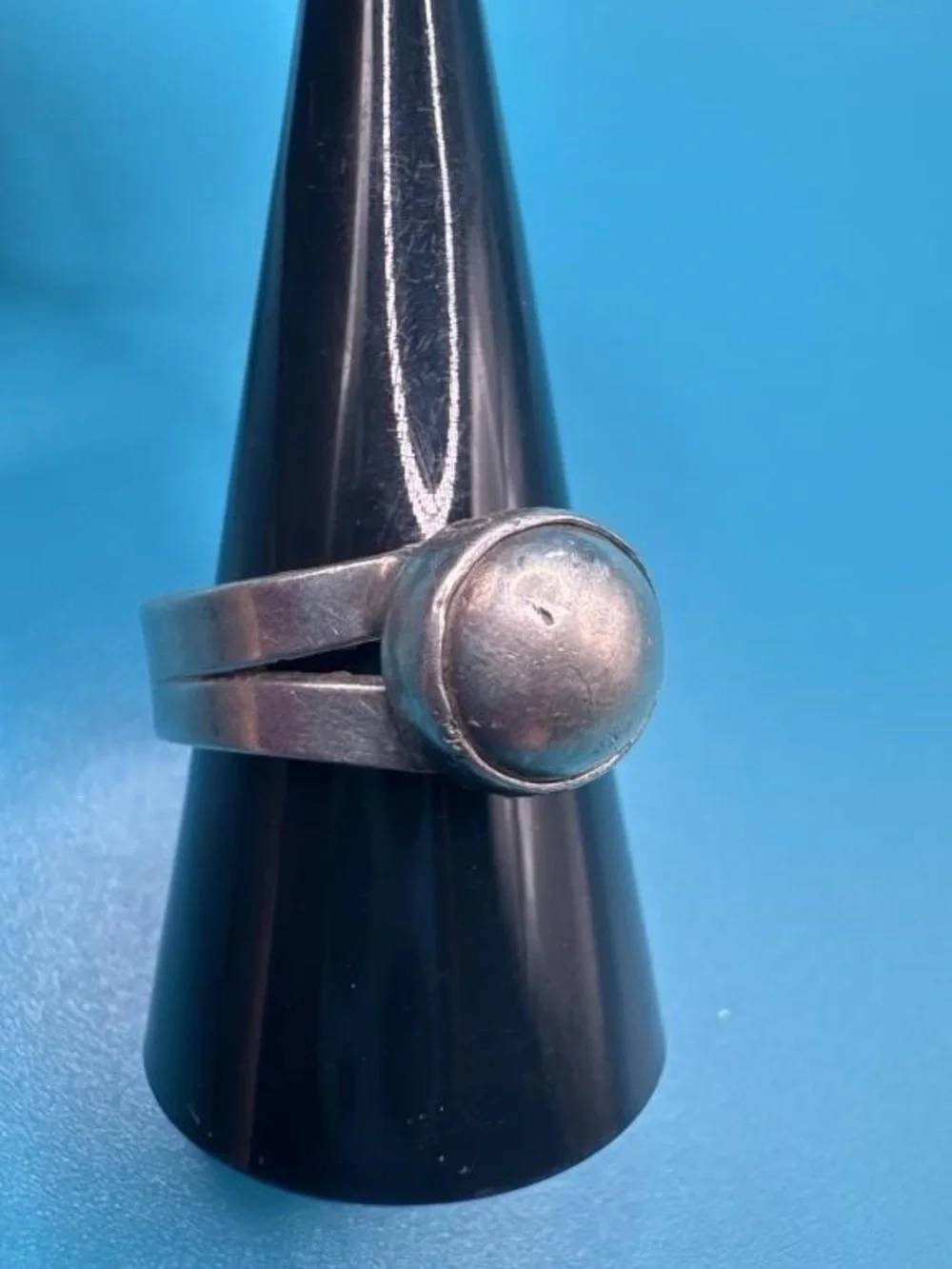 Vintage Sterling Silver Modernist Ring Sz 10 Mexico 925 Ball Dome Design 6.64g
